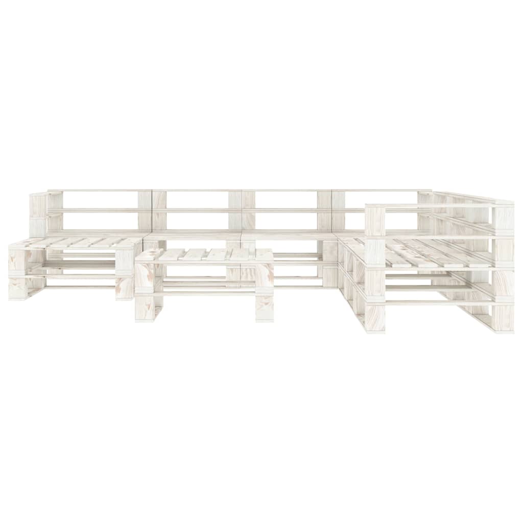 9 Piece Garden Pallet Lounge Set Wood White