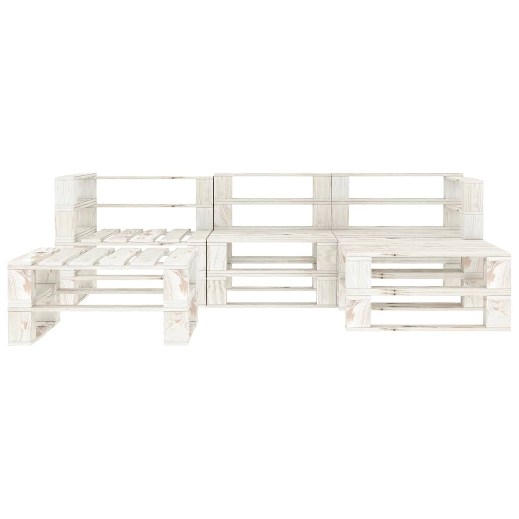 5 Piece Garden Pallet Lounge Set Wood White