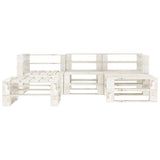 5 Piece Garden Pallet Lounge Set Wood White - Front View