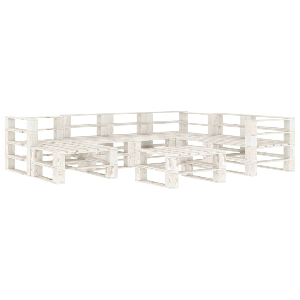 8 Piece Garden Pallet Lounge Set Wood White
