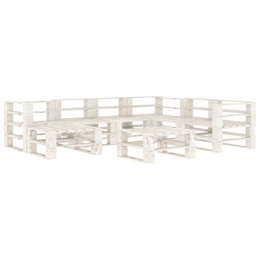 8 Piece Garden Pallet Lounge Set Wood White