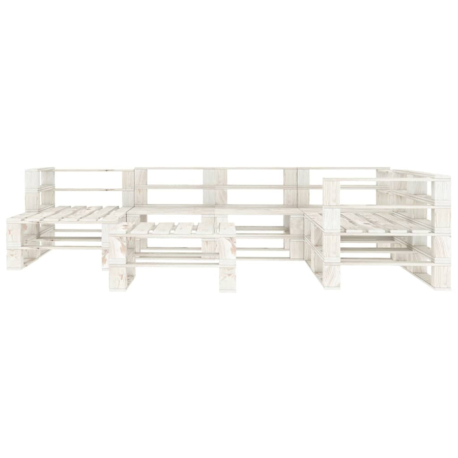 8 Piece Garden Pallet Lounge Set Wood White
