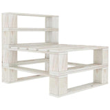 8 Piece Garden Pallet Lounge Set Wood White - Side View