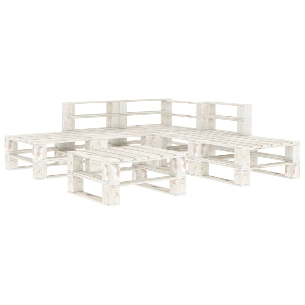 6 Piece Garden Pallet Lounge Set Wood White