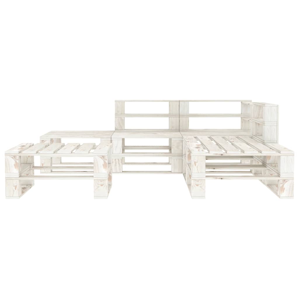 6 Piece Garden Pallet Lounge Set Wood White