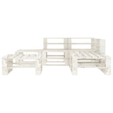 6 Piece Garden Pallet Lounge Set Wood White - Front View