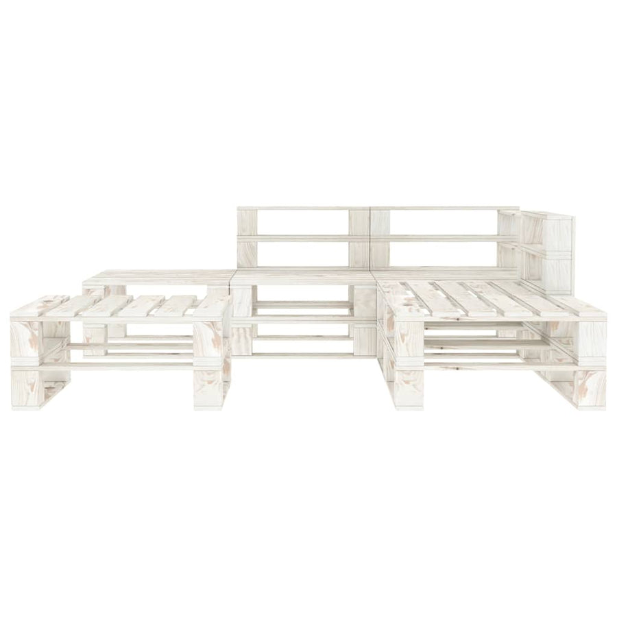 6 Piece Garden Pallet Lounge Set Wood White