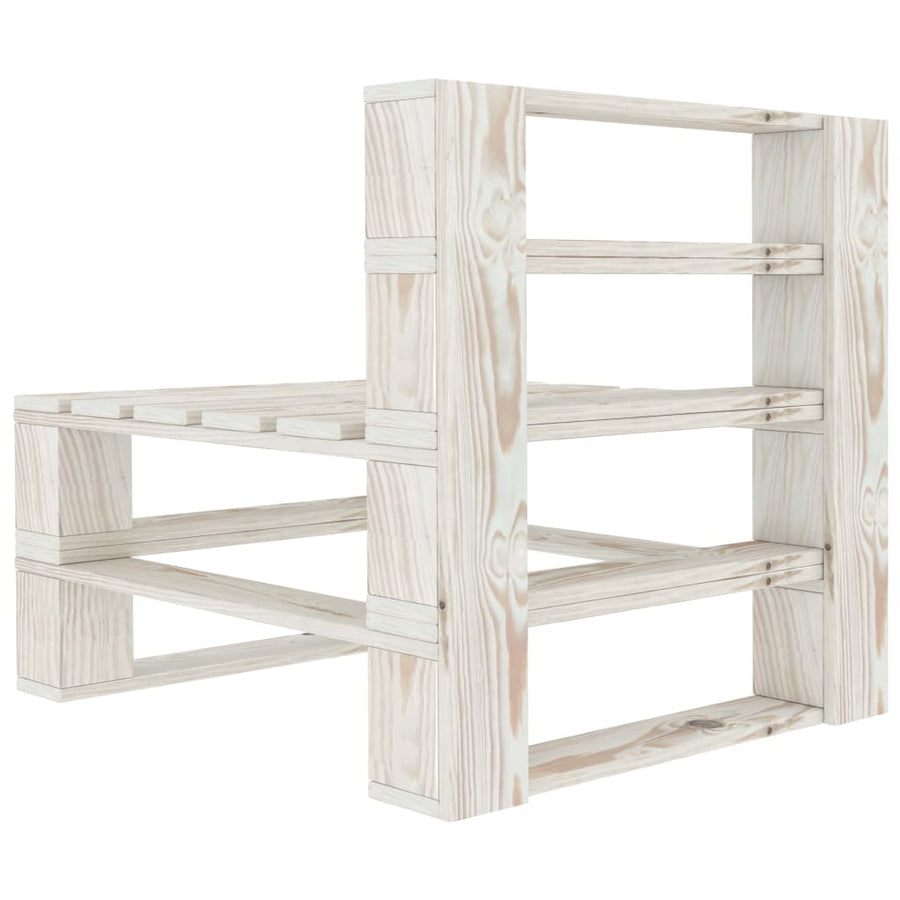 Garden Pallet Sofa White 4-Seater Wood