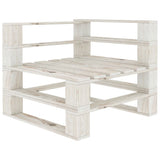 Garden Pallet Sofa White 4-Seater Wood - Close-Up Angle