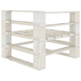 Garden Pallet Sofa White 4-Seater Wood - Low Angle