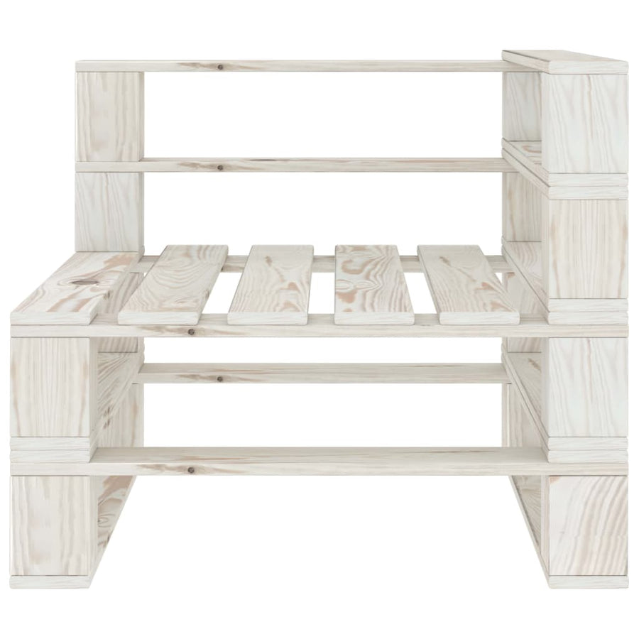 Garden Pallet Sofa White 4-Seater Wood