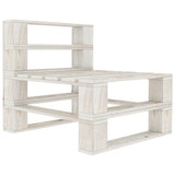Garden Pallet Sofa White 3-Seater Wood