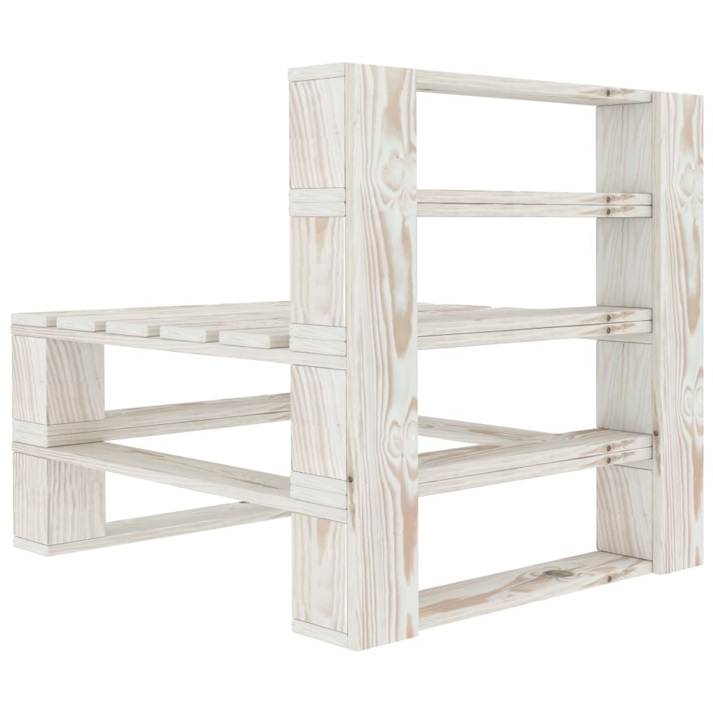 Garden Pallet Sofa White 3-Seater Wood