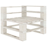 Garden Pallet Sofa White 3-Seater Wood - Close-Up Angle