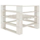 Garden Pallet Sofa White 3-Seater Wood