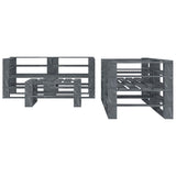 5 Piece Garden Pallet Lounge Set Wood Grey - Front View