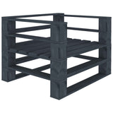 5 Piece Garden Pallet Lounge Set Wood Grey - Side View