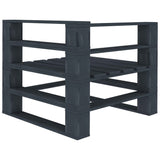 5 Piece Garden Pallet Lounge Set Wood Grey - Low Angle