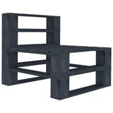 6 Piece Garden Pallet Lounge Set Wood Grey - Side View