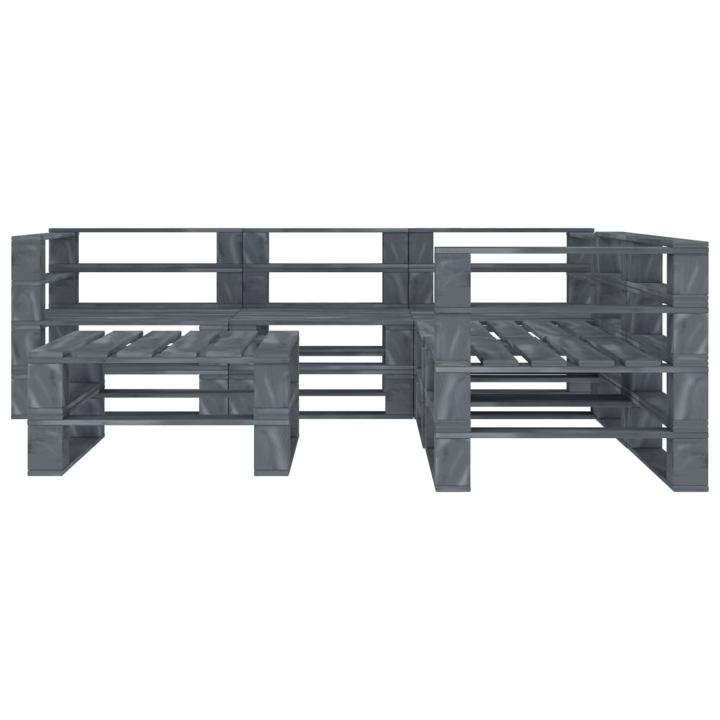 6 Piece Garden Pallet Lounge Set Wood Grey