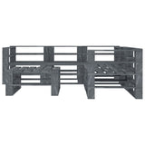 6 Piece Garden Pallet Lounge Set Wood Grey - Front View