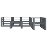 6 Piece Garden Pallet Lounge Set Wood Grey - Front View