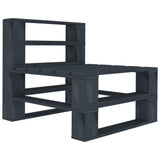 6 Piece Garden Pallet Lounge Set Wood Grey - Side View