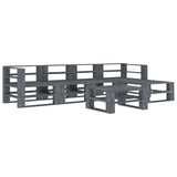 6 Piece Garden Pallet Lounge Set Wood Grey
