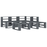 6 Piece Garden Pallet Lounge Set Wood Grey