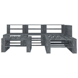 6 Piece Garden Pallet Lounge Set Wood Grey - Front View