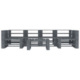 7 Piece Garden Pallet Lounge Set Wood Grey - Front View