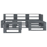 5 Piece Garden Pallet Lounge Set Wood Grey