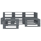 5 Piece Garden Pallet Lounge Set Wood Grey - Front View