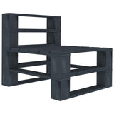 5 Piece Garden Pallet Lounge Set Wood Grey - Side View