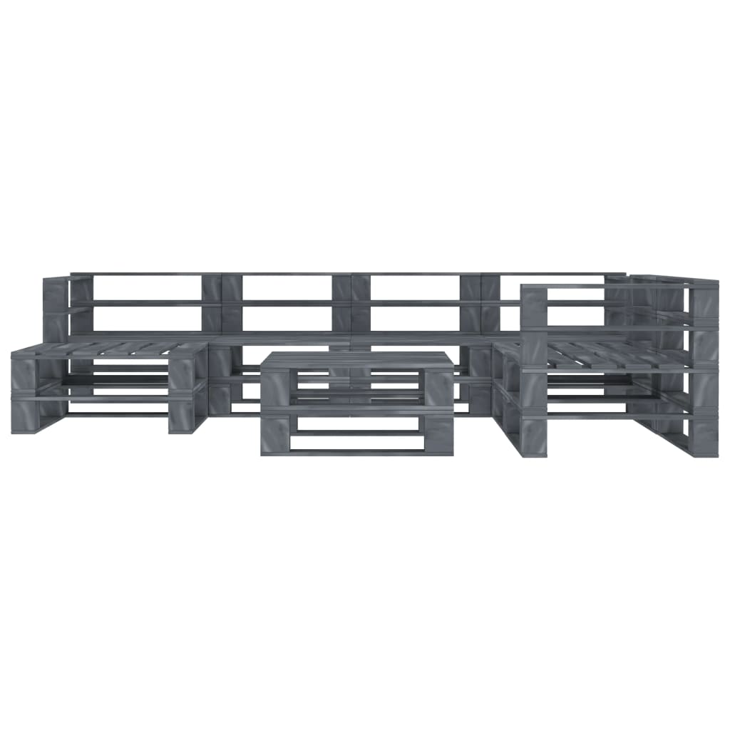 8 Piece Garden Pallet Lounge Set Wood Grey