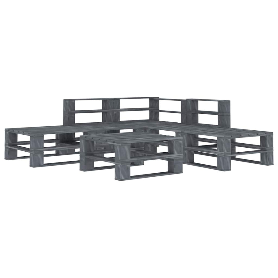 6 Piece Garden Pallet Lounge Set Wood Grey