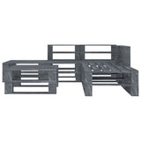 6 Piece Garden Pallet Lounge Set Wood Grey - Front View