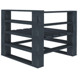 Garden Pallet Sofa Grey 4-Seater Wood - Low Angle