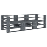 Garden Pallet Sofa Grey 3-Seater Wood