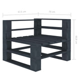 Garden Pallet Sofa Grey 3-Seater Wood - Extra Image