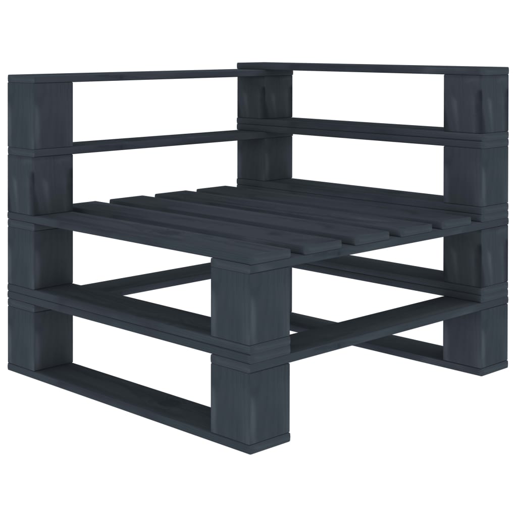 Garden Pallet Sofa Grey 3-Seater Wood