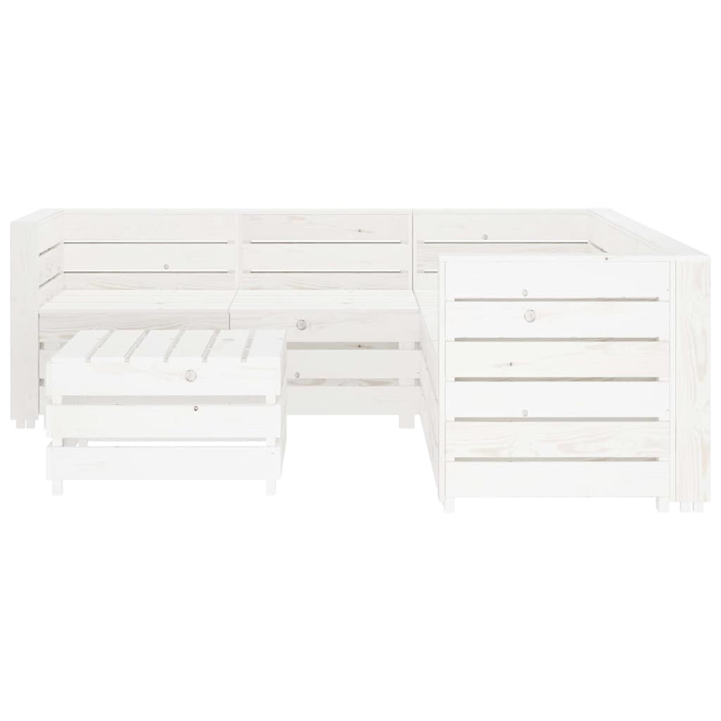 6 Piece Garden Lounge Set Pallets Wood White