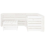 6 Piece Garden Lounge Set Pallets Wood White - Front View