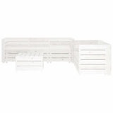 6 Piece Garden Lounge Set Pallets Wood White - Front View