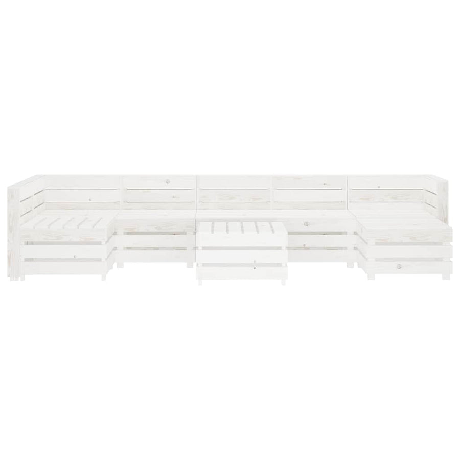 8 Piece Garden Lounge Set Pallets Wood White