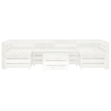 7 Piece Garden Lounge Set Pallets Wood White - Front View
