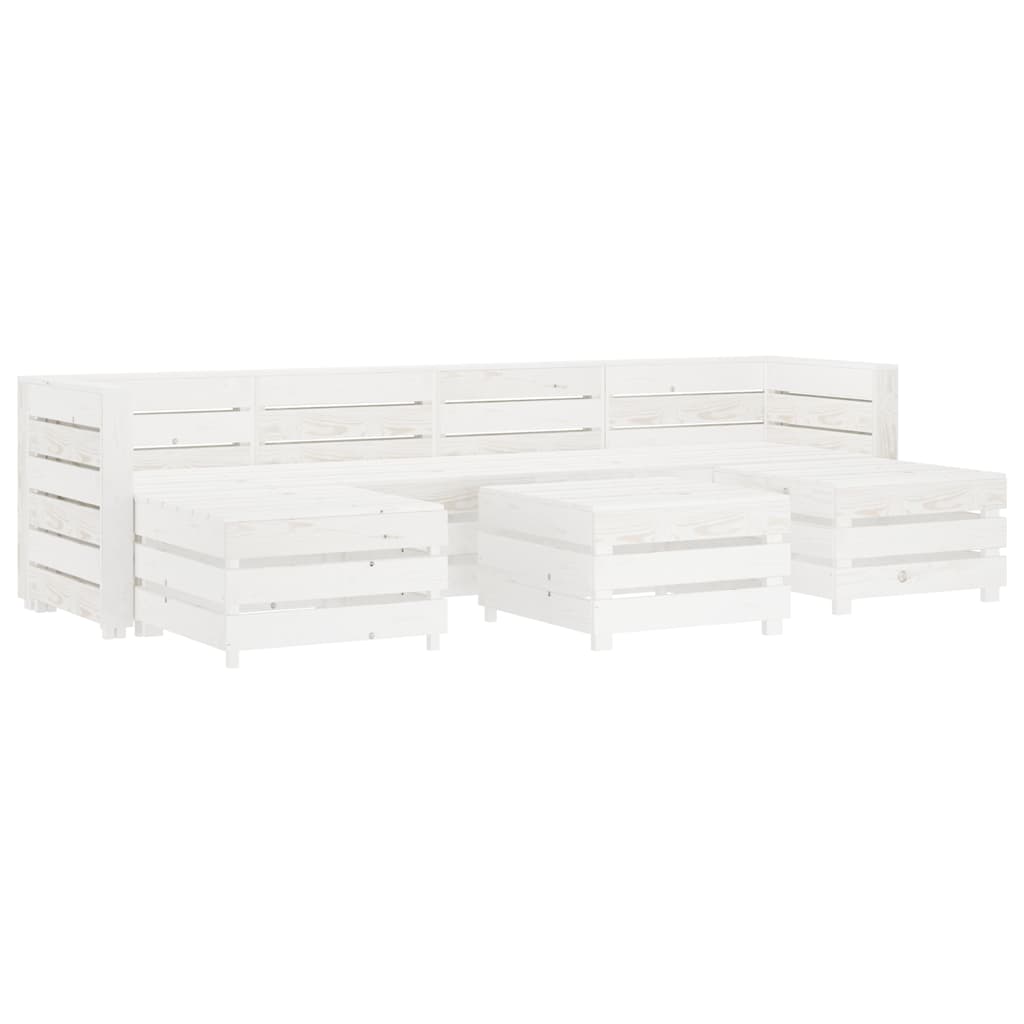 7 Piece Garden Lounge Set Pallets Wood White