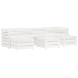 7 Piece Garden Lounge Set Pallets Wood White