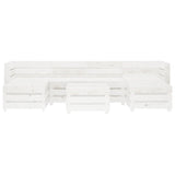 7 Piece Garden Lounge Set Pallets Wood White - Front View
