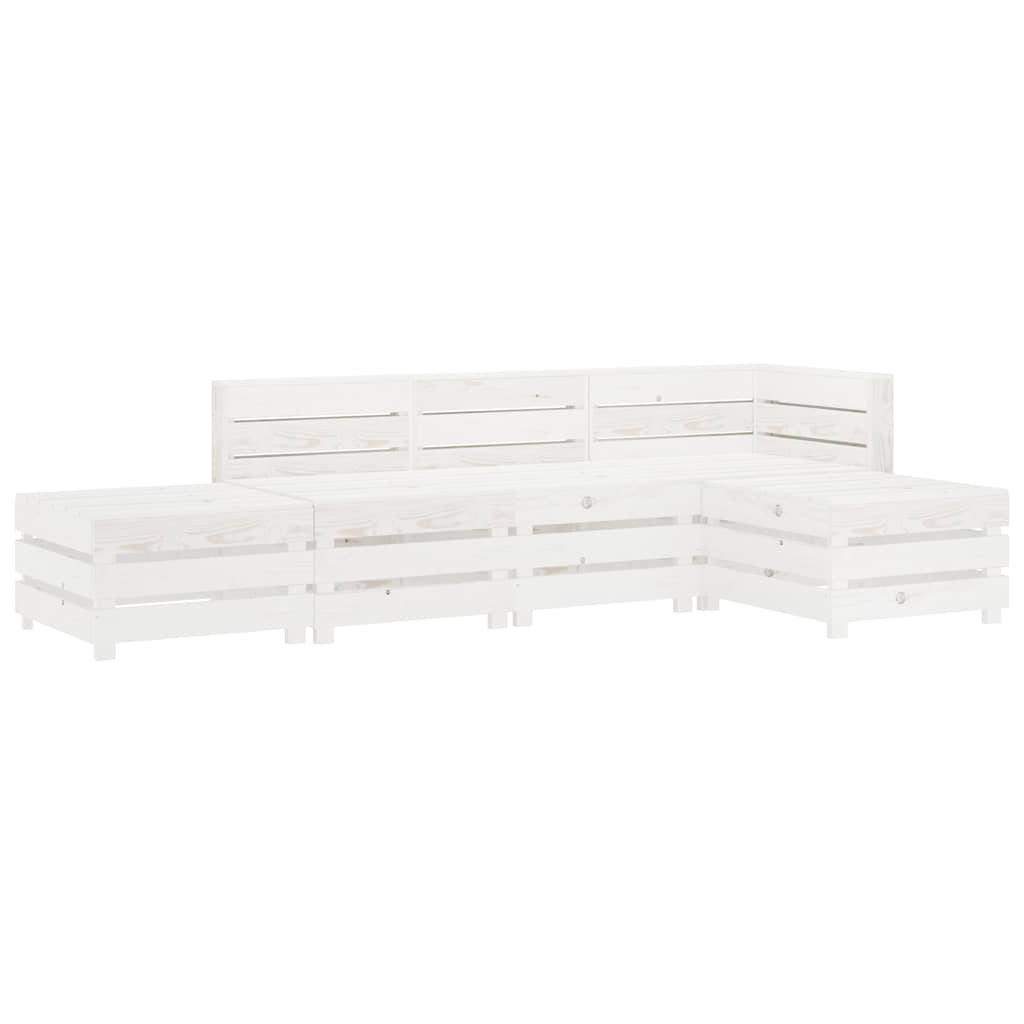 5 Piece Garden Lounge Set Pallets Wood White